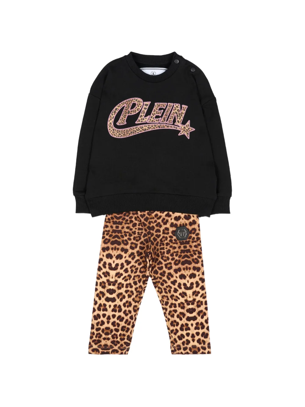 Philipp Plein Junior Jogginganzug mit Leopardenprint - Schwarz