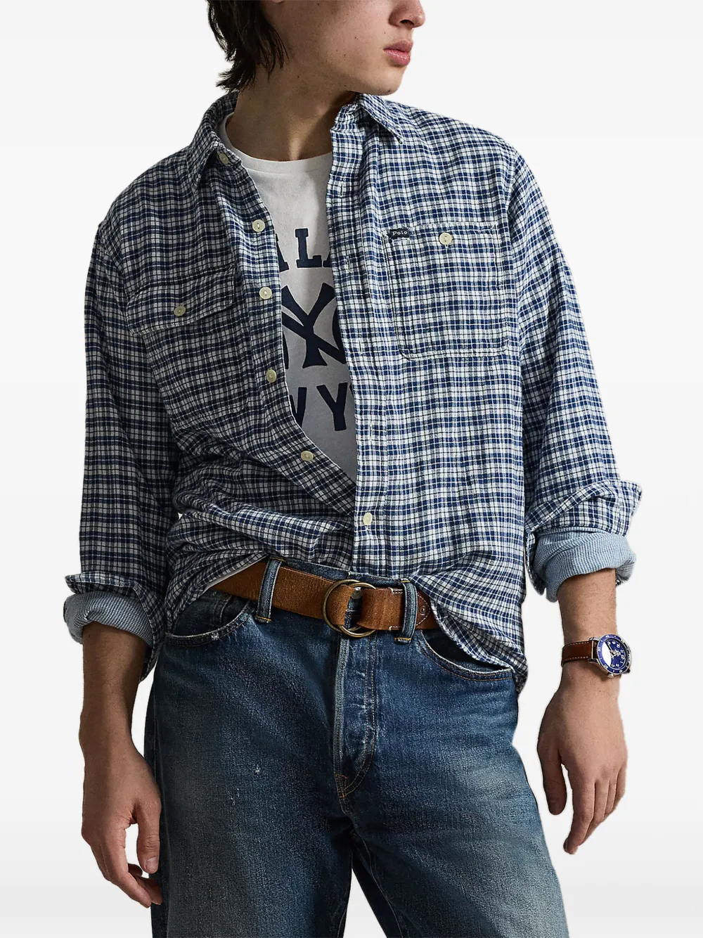 Polo Ralph Lauren Classic-fit Oxford overhemd met dubbele neus Blauw