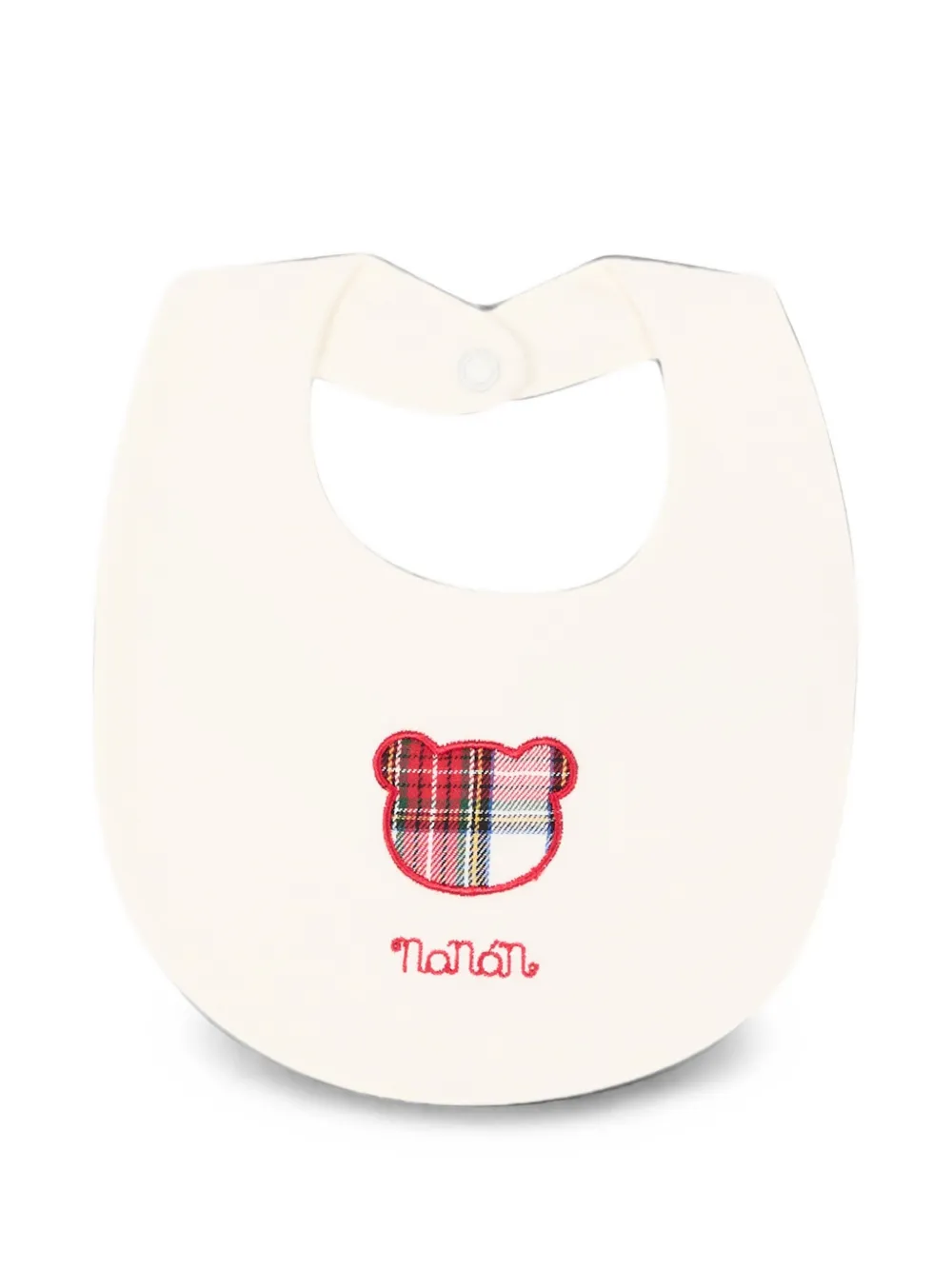 NANAN tartan-patch embroidered bib Beige