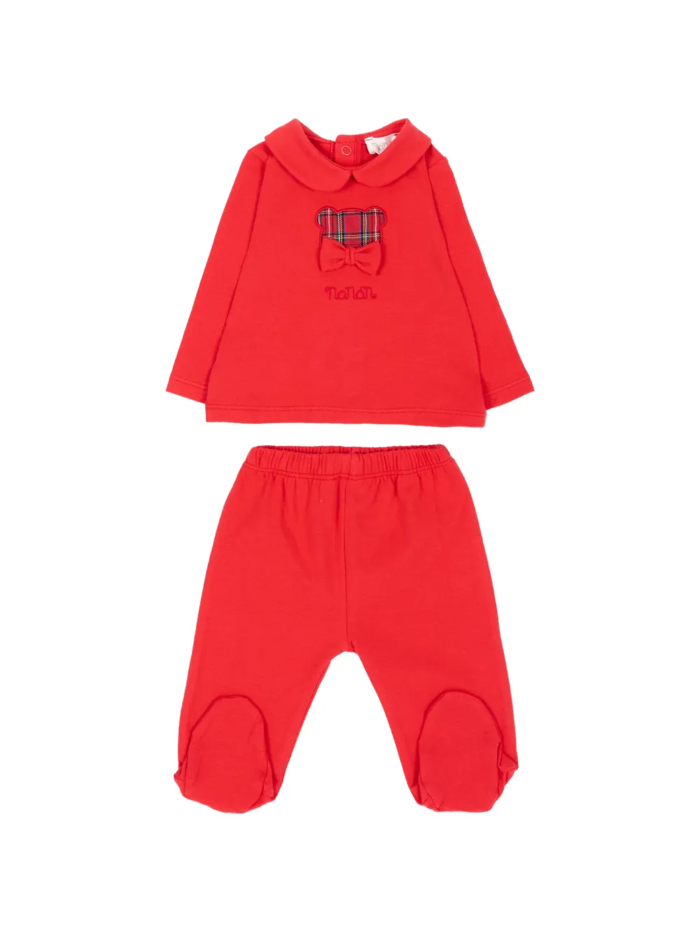 NANAN Pyjama met Peter Pan-kraag en teddybeer-patroon Rood