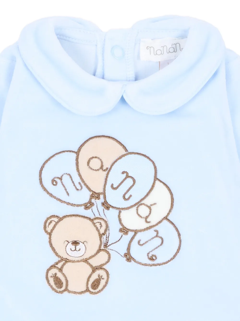 NANAN Pyjama met Peter Pan-kraag en geborduurde teddybeer Blauw