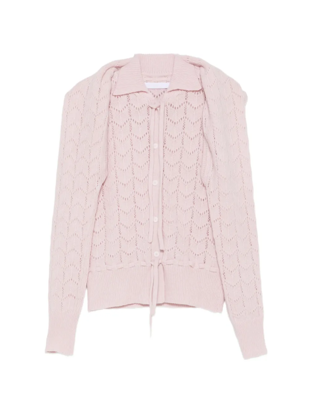ALAINPAUL pointelle-knit tie-fastening cardigan - Pink