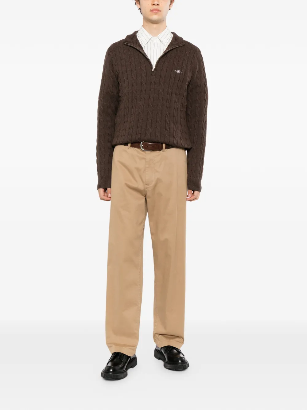 Gant Trui met geborduurd logo Bruin