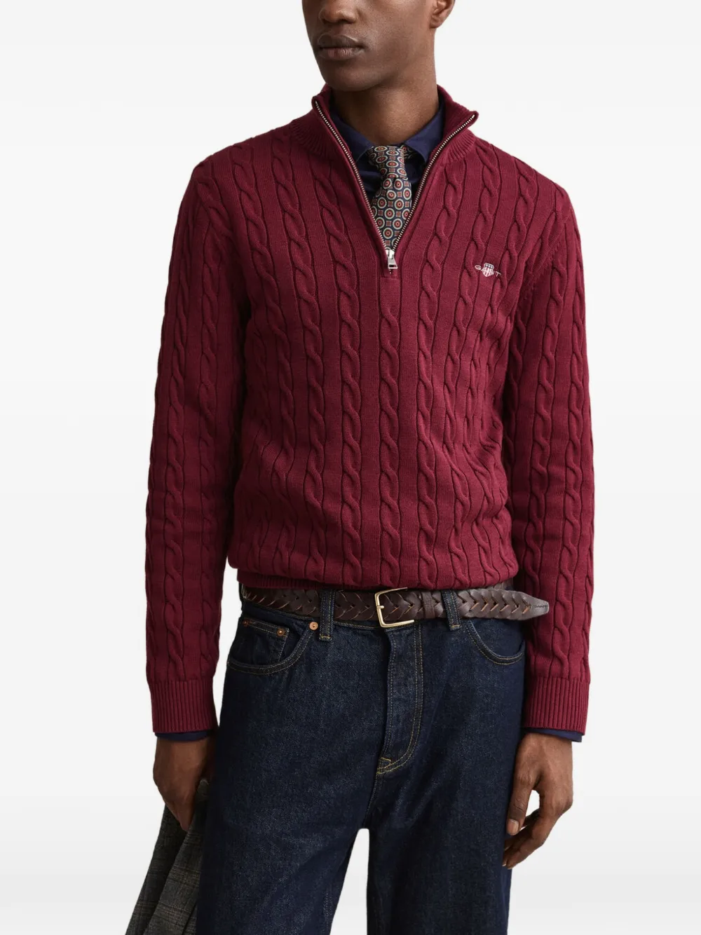 Gant Kabelgebreide trui Rood
