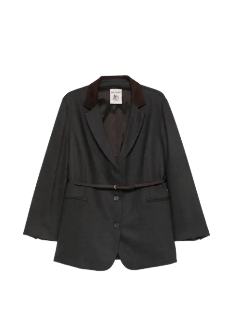 Semicouture blazer ceinturé à col contrastant