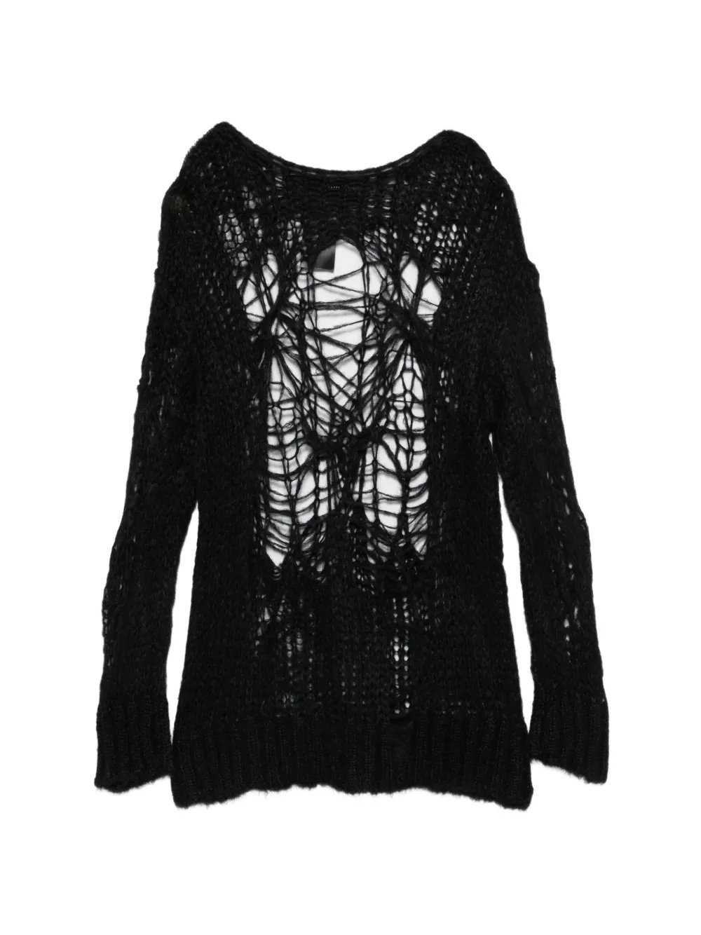 Isabel Benenato pull en maille ajourée à effet usé - Noir Isabel Benenato pull en maille ajourée à effet usé - Noir