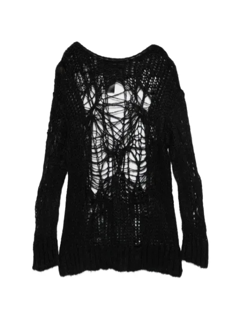Isabel Benenato distressed open-knit sweater
