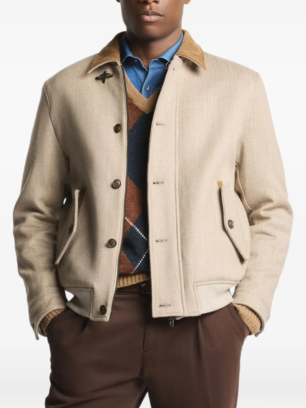 Fay Driving bomberjack Beige