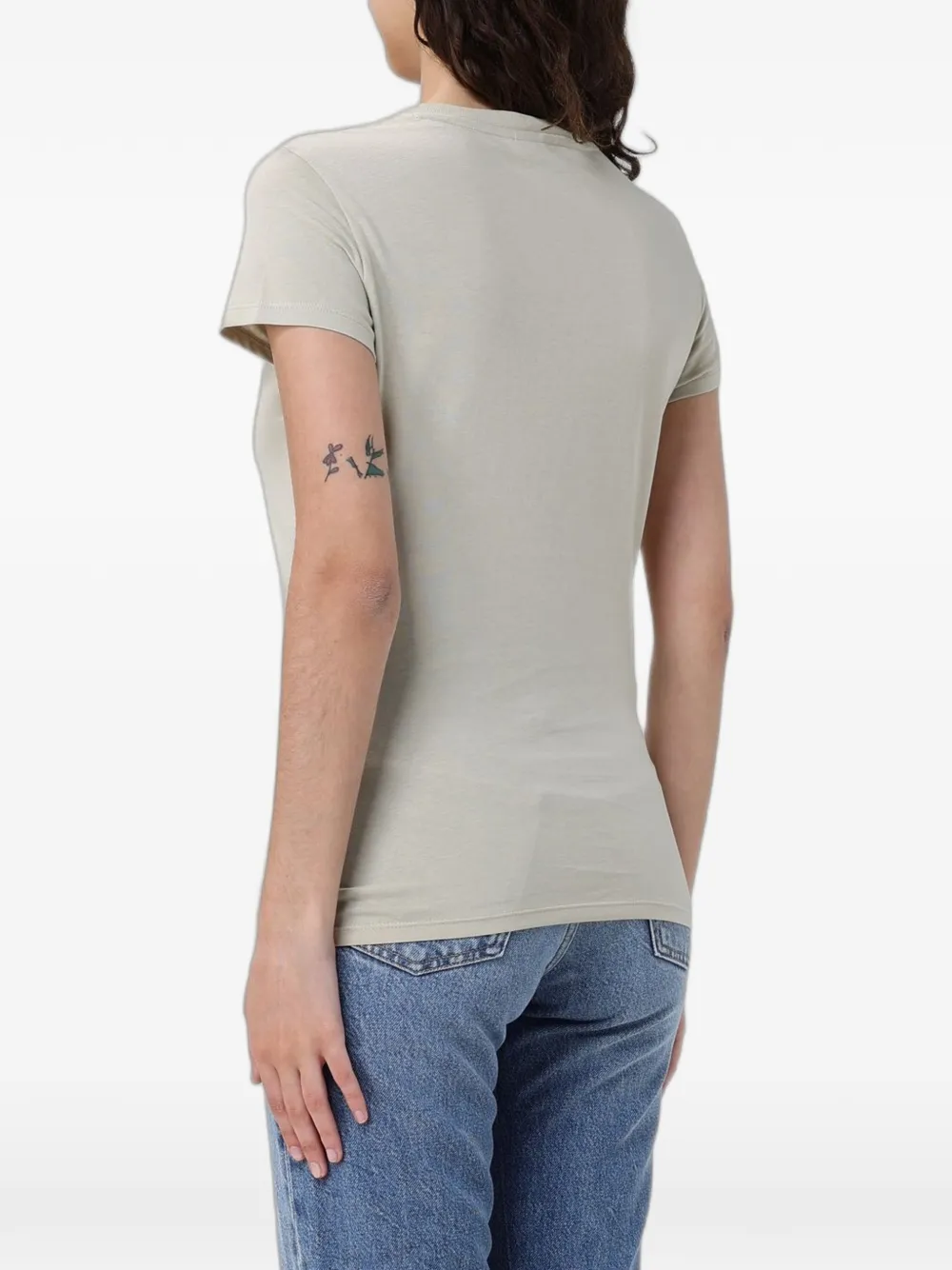 Armani Exchange T-shirt met pailletten logo Beige