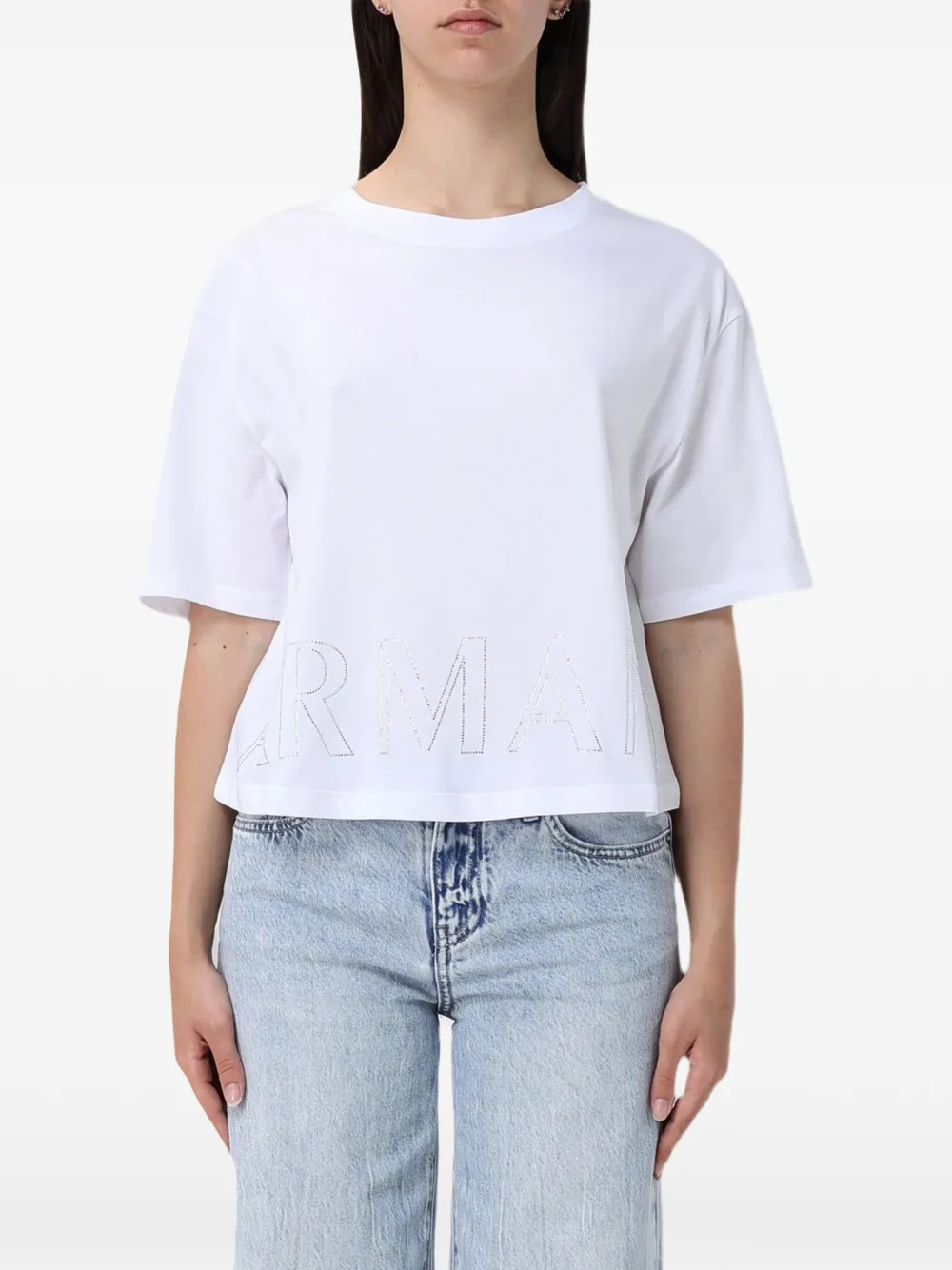 Armani Exchange rhinestone-embellished T-shirt - Bianco