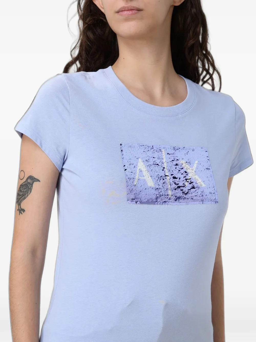 Armani Exchange T-shirt met pailletten Blauw
