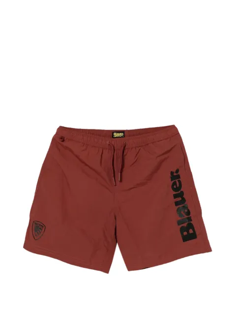 Blauer logo-print drawstring swim shorts