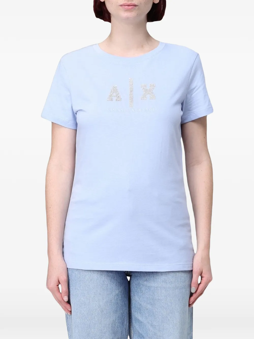Armani Exchange rhinestone-embellished T-shirt - Blu