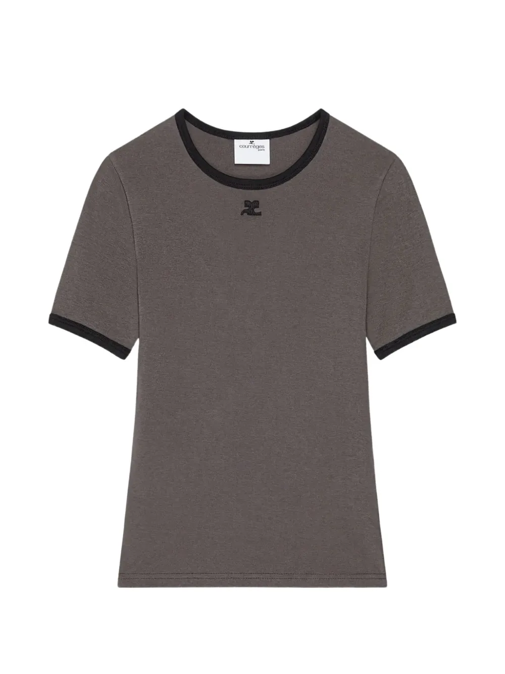 Courrèges logo-patch contrast-trim t-shirt - Grigio