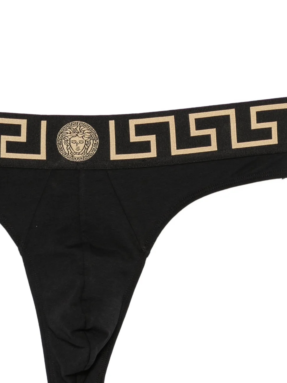 Versace Slip met Grieks patroon Zwart