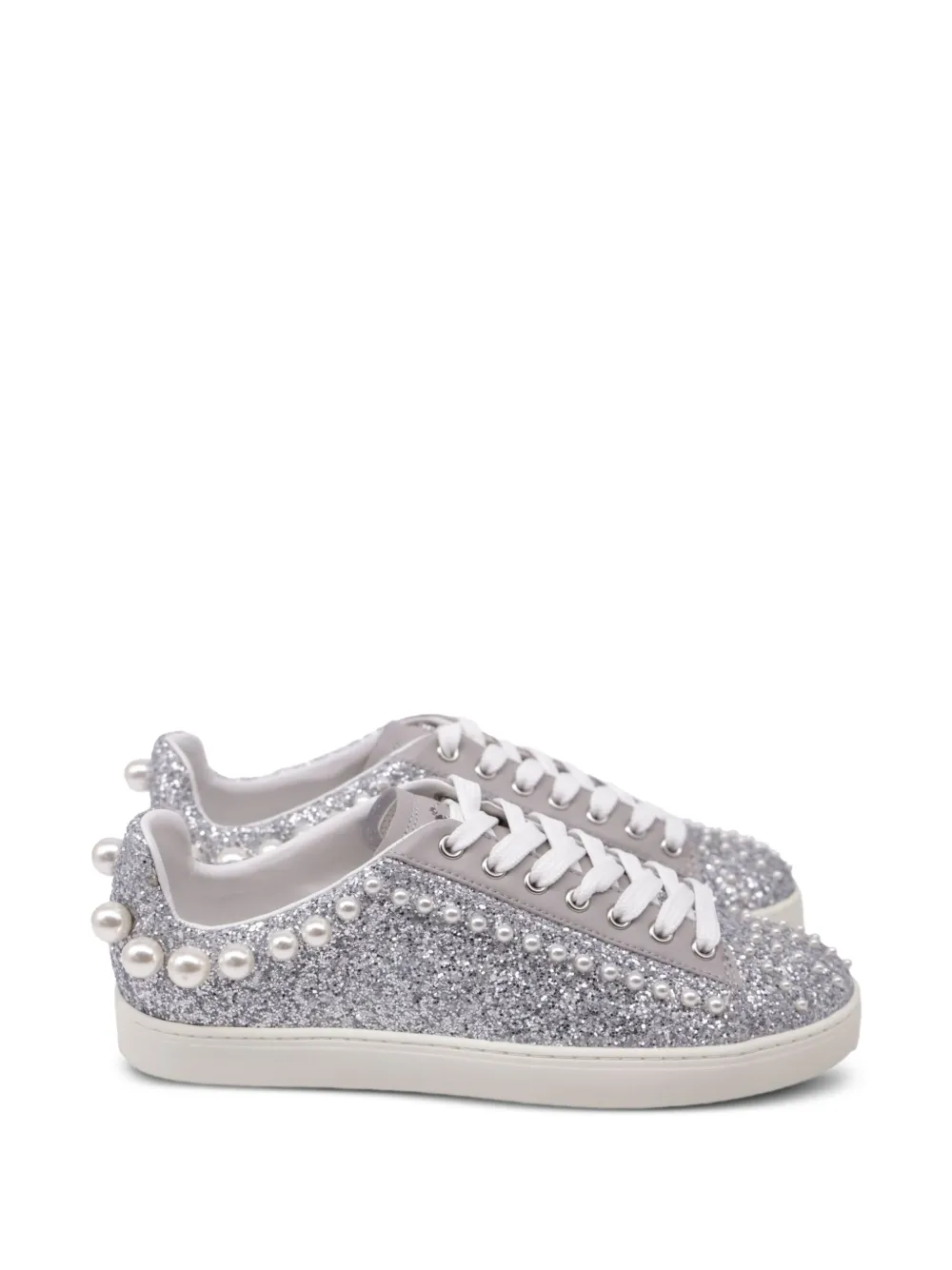 Stuart Weitzman Goldie faux pearl-embellished sneakers - Silber