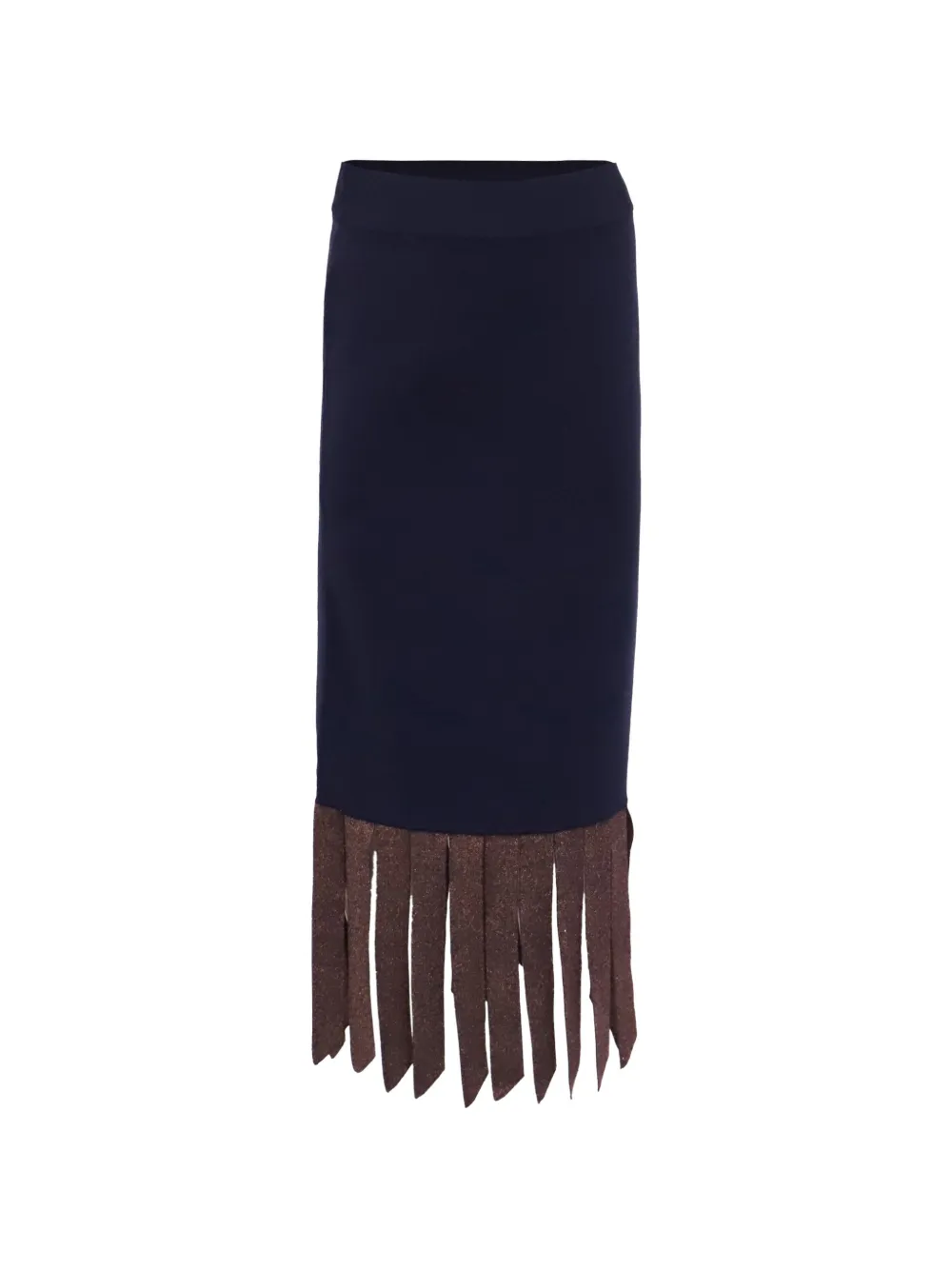Pre-owned Staud Fringed Midi Skirt In Blue