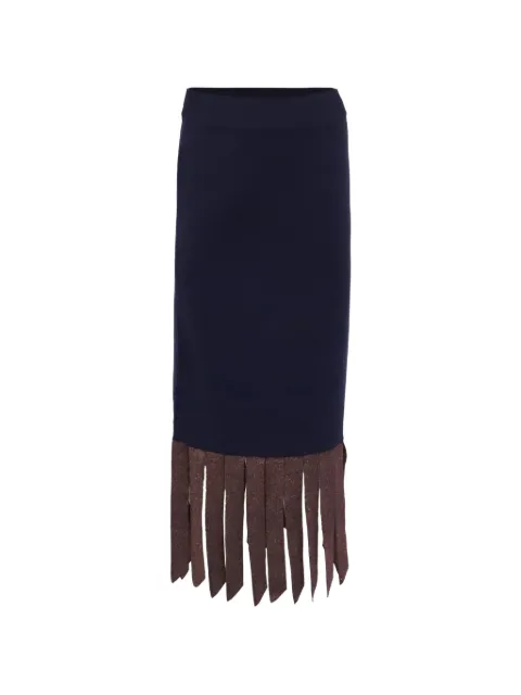 STAUD fringed midi skirt