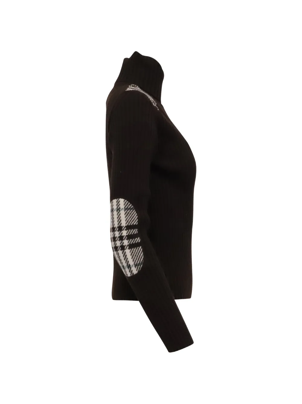 Pre-owned Burberry 2020s Checked Turtleneck Sweater In Brown