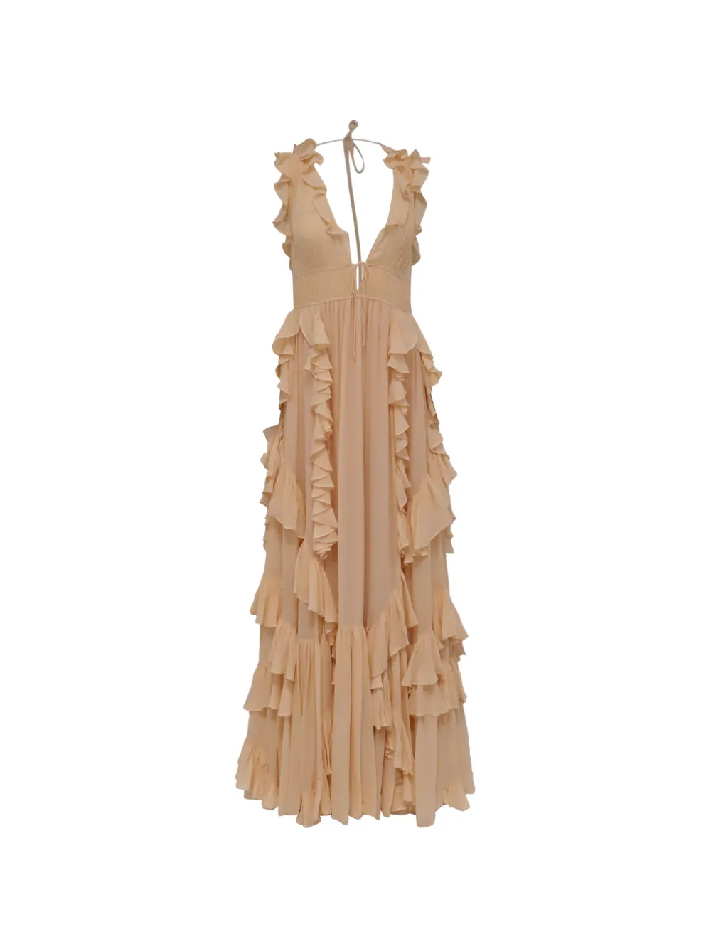 Pre-owned Ulla Johnson Florella Ruffled Gown In Neutrals