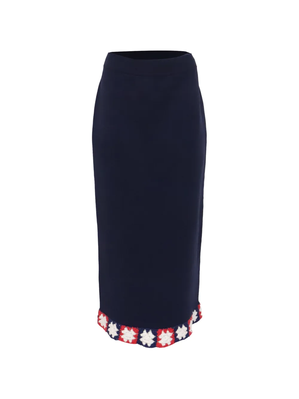 Pre-owned Staud Embroidered-trimmed Midi Skirt In Blue