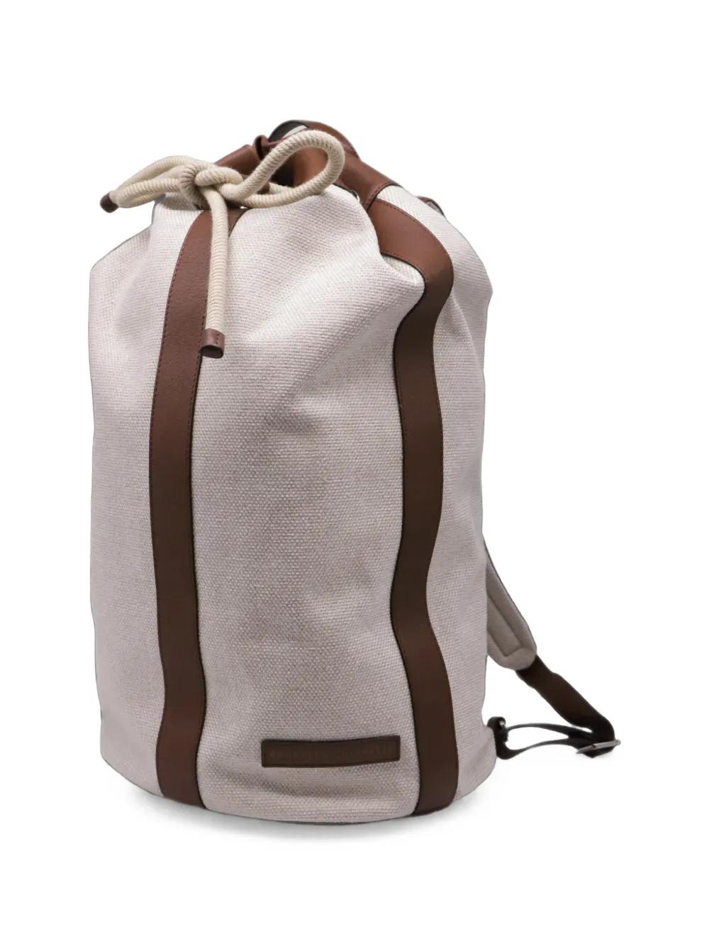 Brunello Cucinelli Vintage Canvas-Rucksack mit Kordelzug - Nude