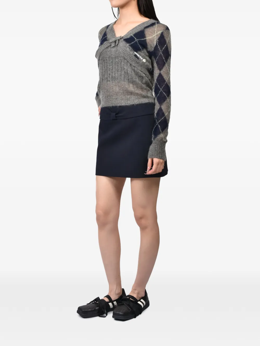 SHUSHU/TONG bow-detail mini skirt - Blau