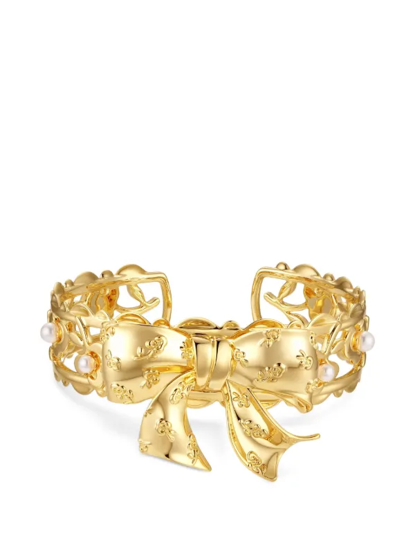 Shushu/Tong X Yvmin Bow-detail Pearl-embellished Bracelet in Gold