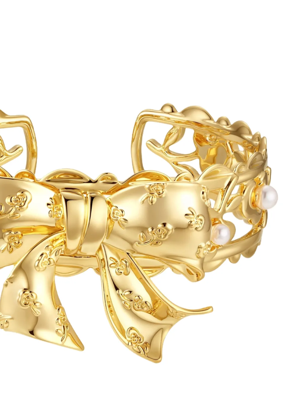 Shushu/Tong X Yvmin Bow-detail Pearl-embellished Bracelet in Gold, view 2