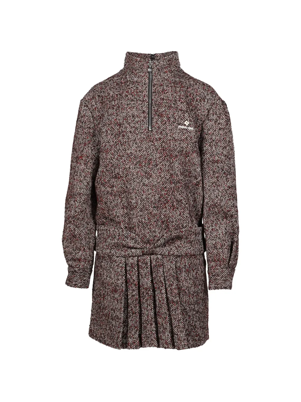 SHUSHU/TONG robe courte plissée à motif de chevrons - Marron SHUSHU/TONG robe courte plissée à motif de chevrons - Marron