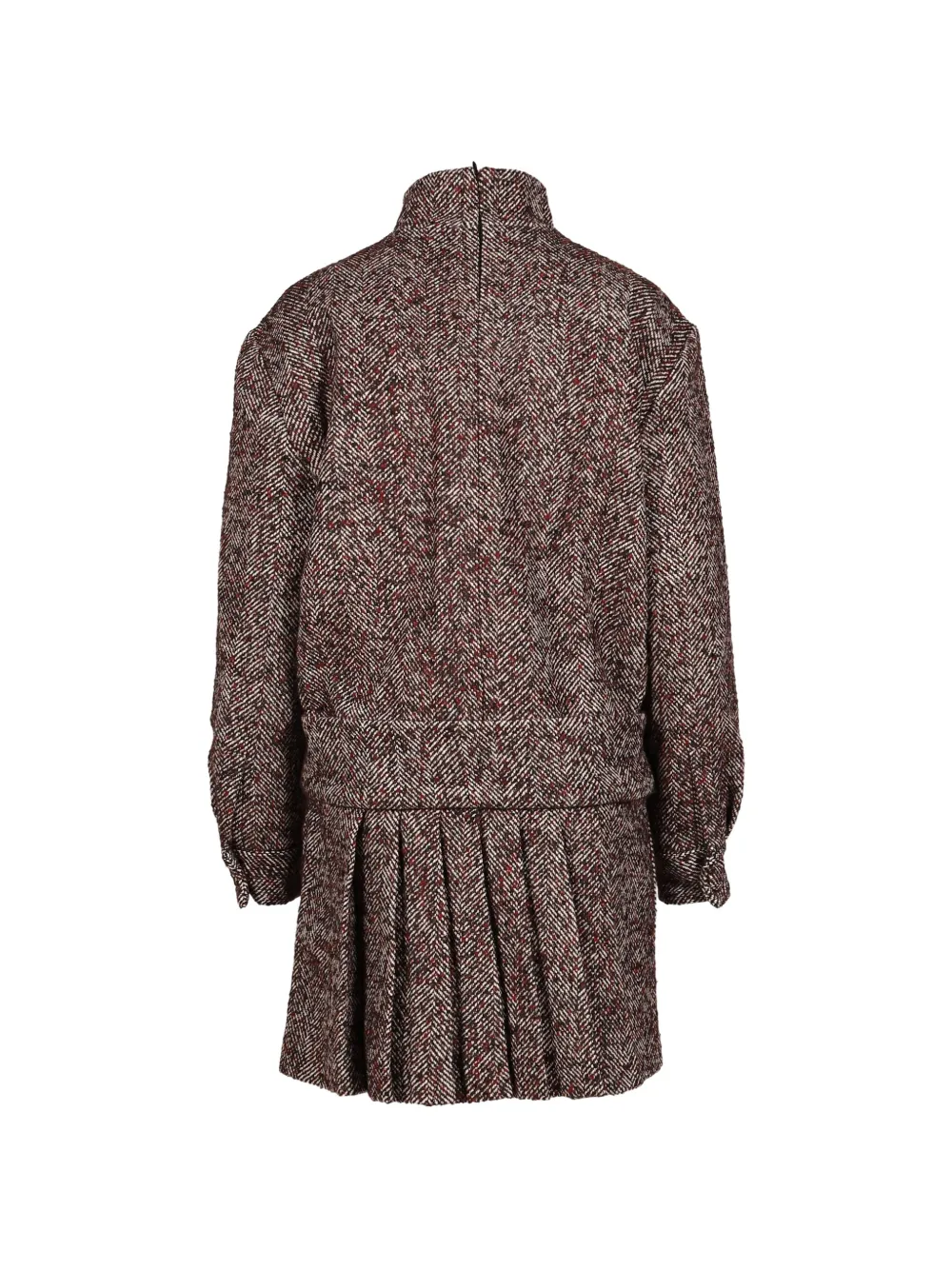 SHUSHU TONG Geplooide mini-jurk met visgraat-patroon Bruin