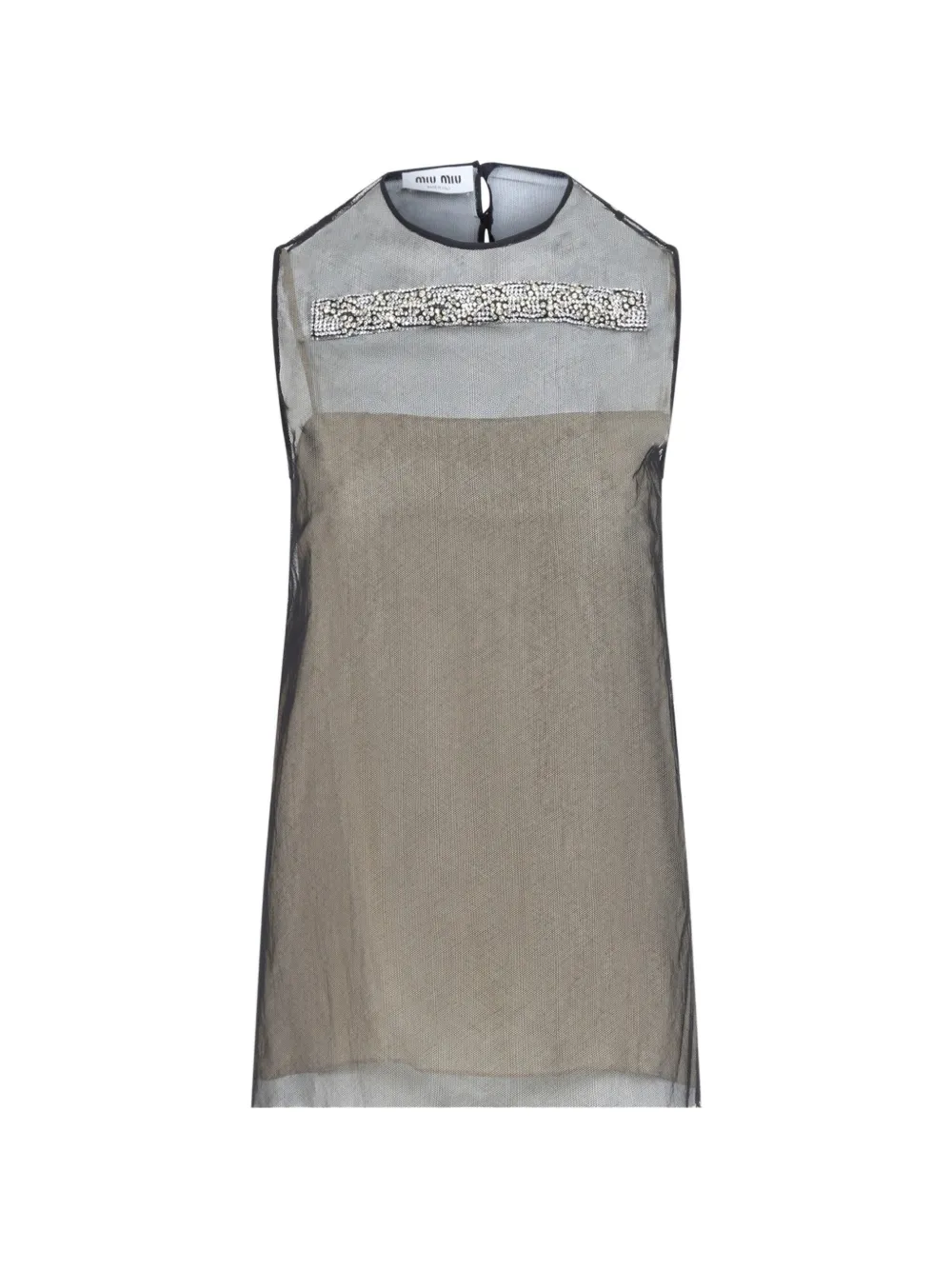 Miu Miu embellished tulle top - Nero