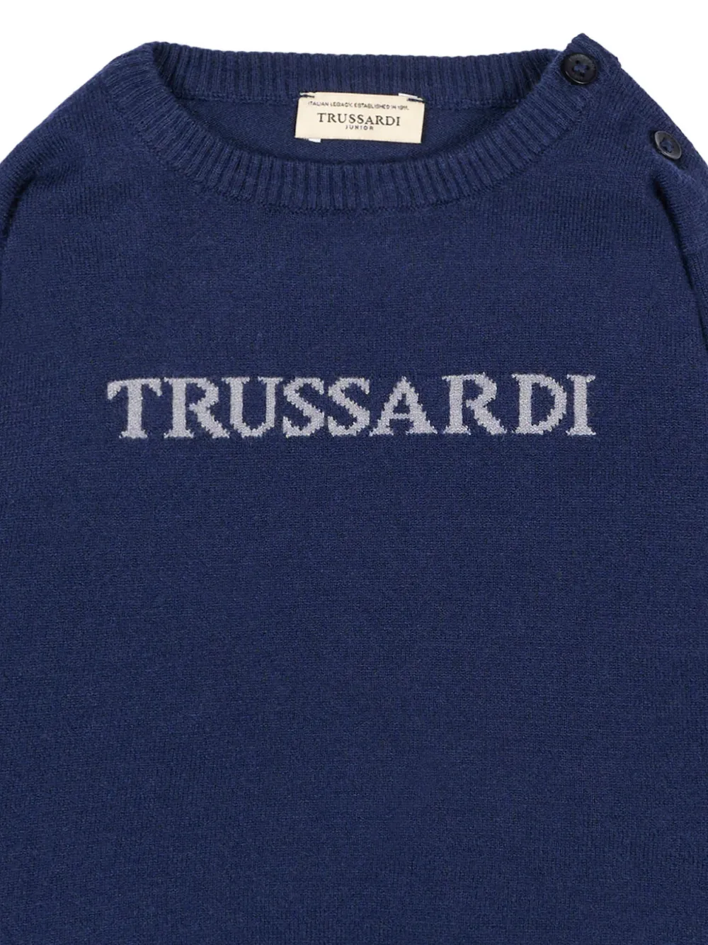 TRUSSARDI JUNIOR Trui met logo-intarsia en knoopsluiting op de schouder Blauw