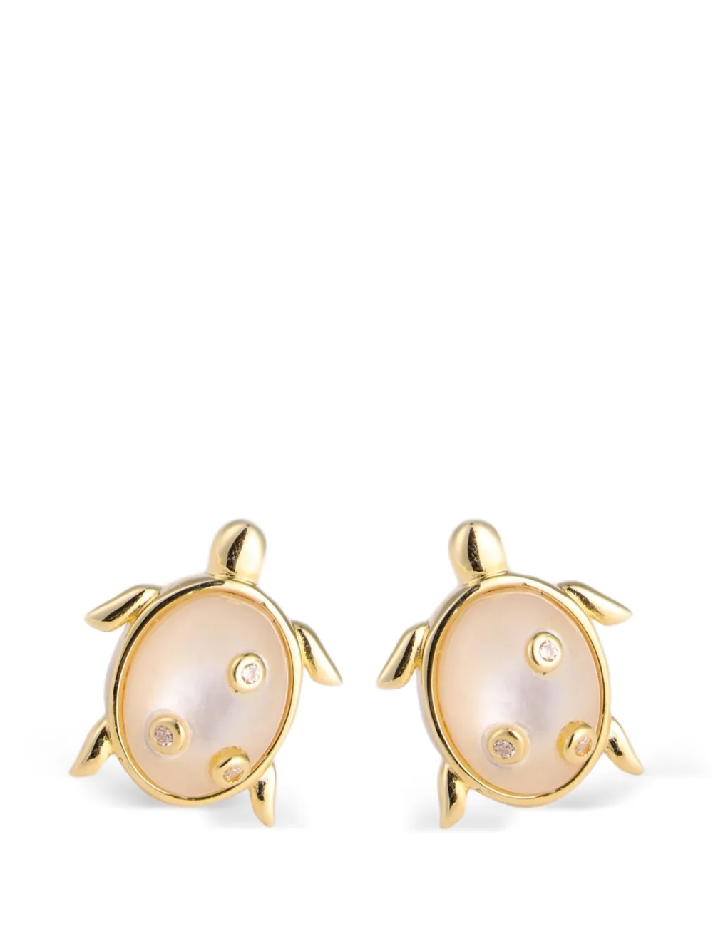 Eshvi MOP Turtle Stud Earrings - Weiß