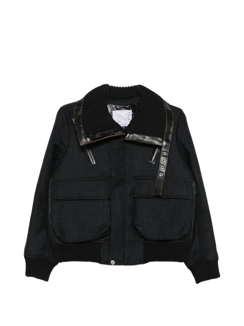 sacai buckle-detail layered-collar jacket - Nero