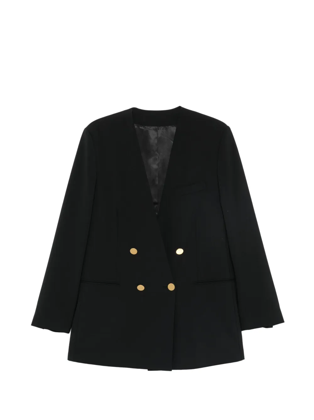 Alberta Ferretti double-breasted collarless blazer - Black