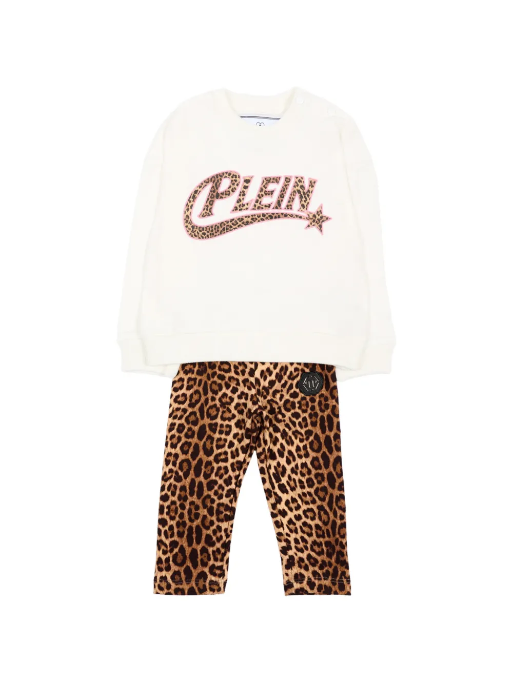 Philipp Plein Junior Jogginganzug mit Leopardenprint - Nude