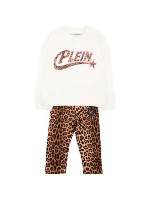 Philipp Plein Junior traje deportivo con estampado de leopardo