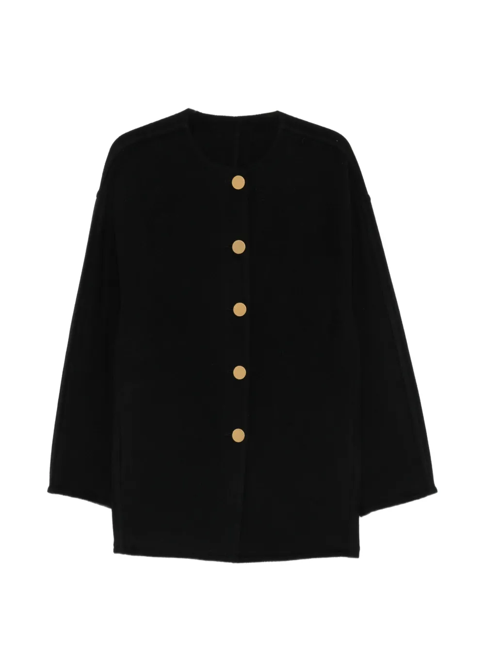 Alberta Ferretti button-fastening collarless coat - Black
