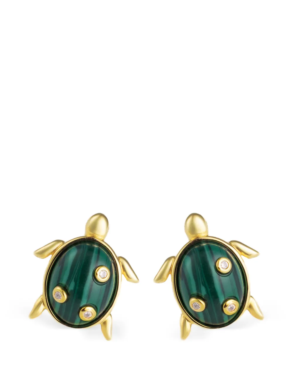 Eshvi malachite turtle earrings - Gold