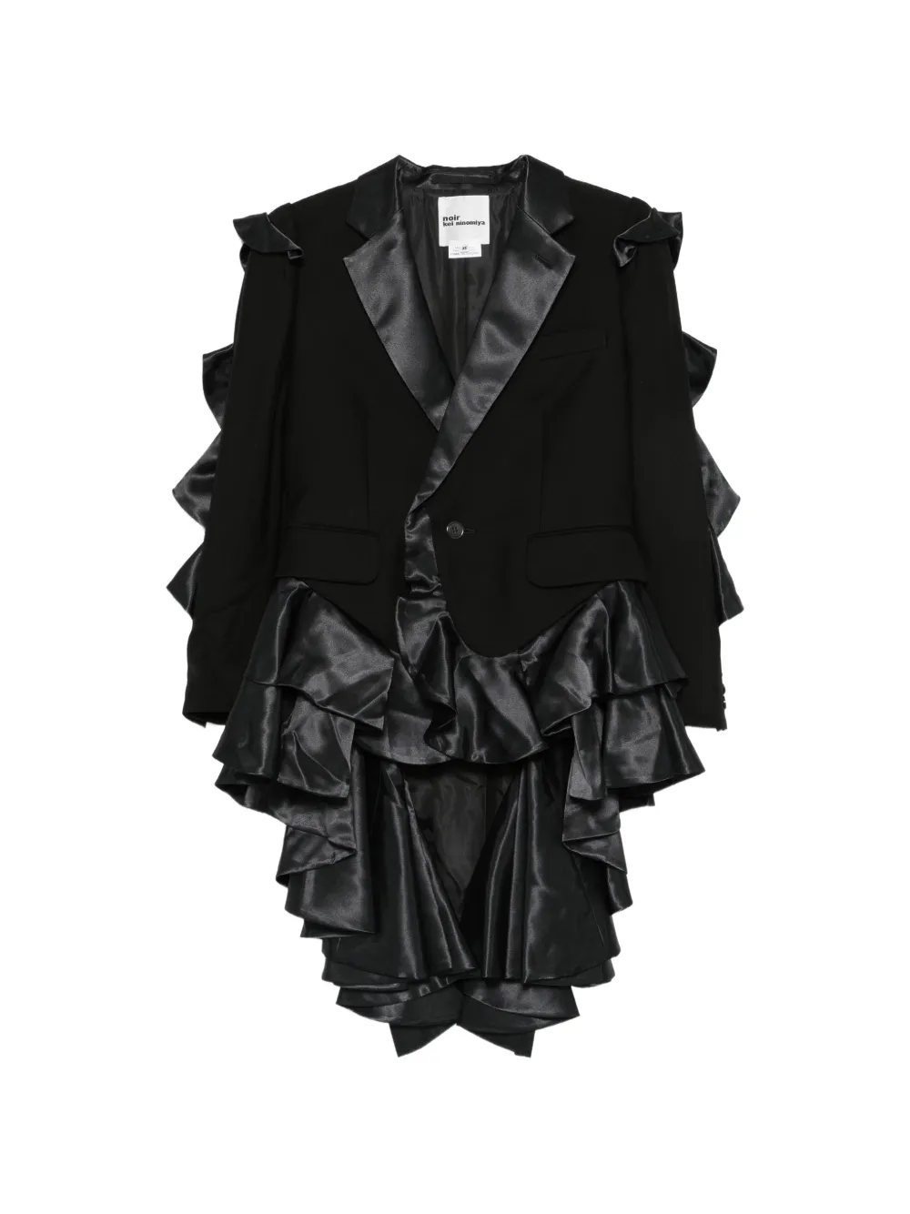 Noir Kei Ninomiya veste volantée à bords en satin Noir Kei Ninomiya veste volantée à bords en satin