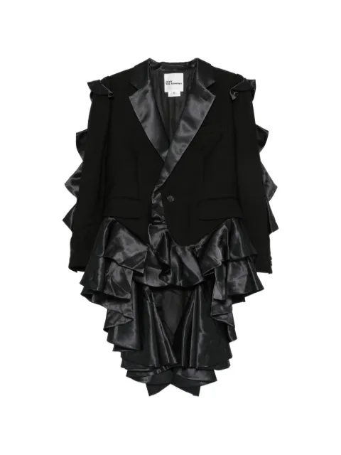 Noir Kei Ninomiya chamarra con ribete satinado y volantes