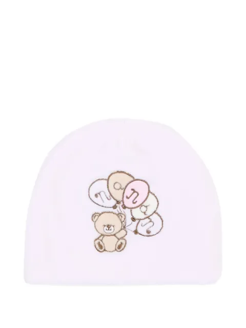 NANAN teddy bear-embroidered beanie hat