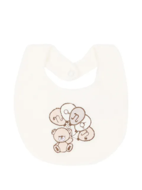 NANAN teddy bear-embroidered bib