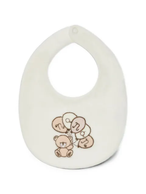 NANAN teddy bear-embroidered bib