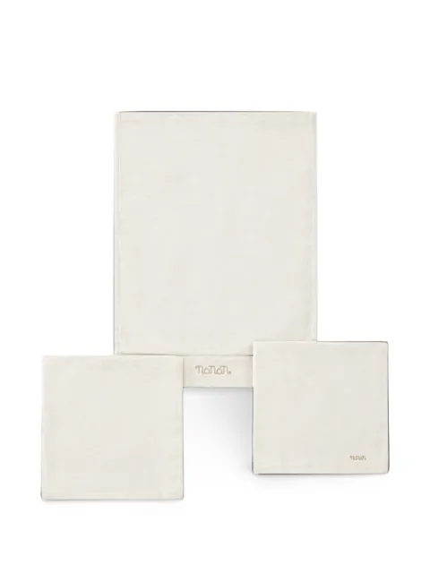 NANAN logo-embroidered cotton bedsheet set (set of three)