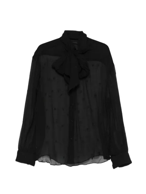 ALAINPAUL Semi-transparente Bluse mit Rosenstickerei