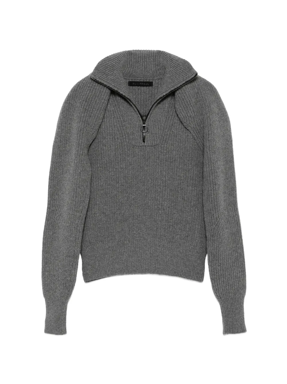 Alainpaul Ribbed-knit Quarter-zip Sweater In Gray