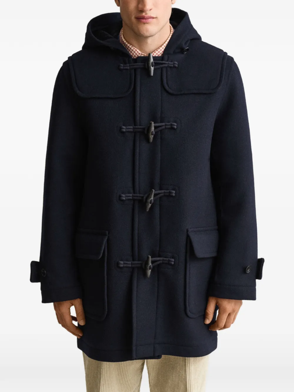 Gant Duffeljas met capuchon en houtje-touwtjesluiting Blauw