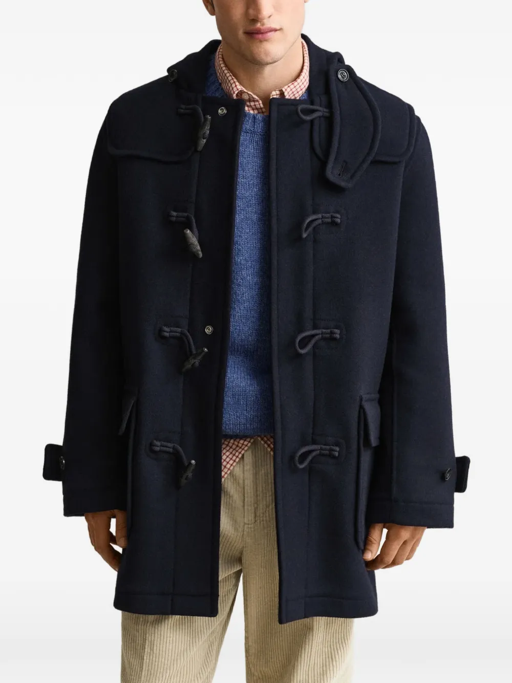 Gant Duffeljas met capuchon en houtje-touwtjesluiting Blauw